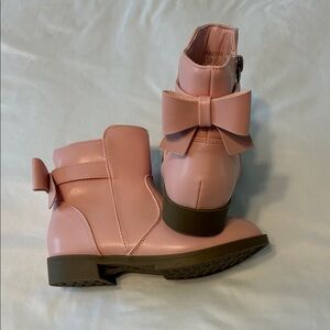 Girls' Pink Bow Ankle Boots - 11